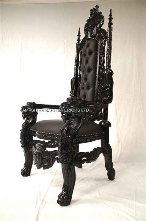 BLACK GOTHIC LION THRONE CHAIR SEXY BLACK FAUX LEATHER WITH SILVER UPHOLSTERY STUDS | Hampshire ...