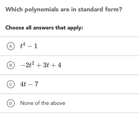 Standard Form Polynomial / Solved: Write Each Polynomial Function In ...