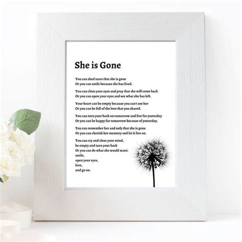 Printable Poem She is Gone - Etsy