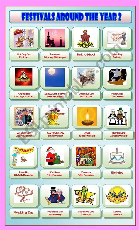 Festivals around the Year (Part 2) - ESL worksheet by Krümel