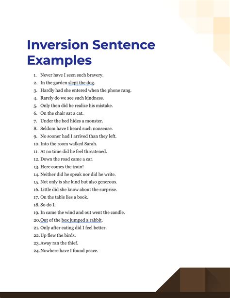 Inversion Sentence - 99+ Examples, PDF, Tips