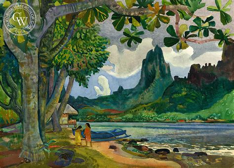 Tahitian Women, Moorea, watercolor art by Millard Sheets – California ...