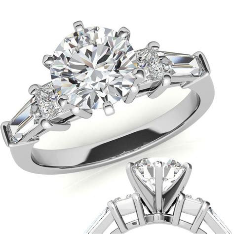 Square & Baguette Moissanite Engagement Ring Setting, 0.72ct - eng323 ...