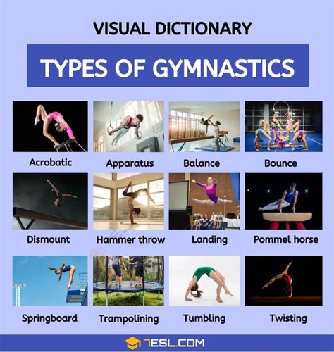 Types of Gymnastics in English • 7ESL | Types of gymnastics, Interesting english words, English ...