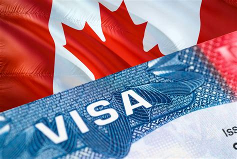 Canada Visa Document, with Canada flag in background, 3D rendering. Canada flag with Close up ...