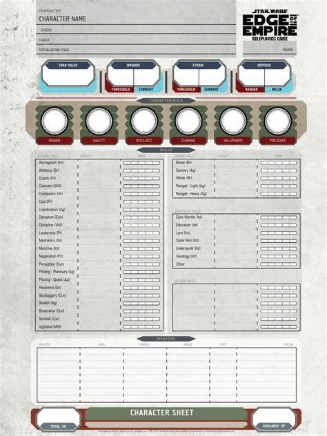 Edge of the Empire Character Sheet