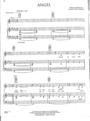 Angel - Sarah McLachlan Free Piano Sheet Music PDF