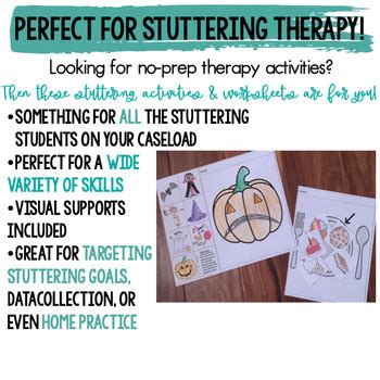 Speech Therapy Stuttering Activities Worksheets and Visual Supports