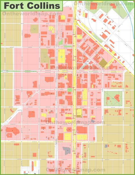 Fort Collins Old Town map - Ontheworldmap.com