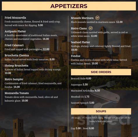 Lazzaro's Italian Bistro menu in Palmyra, Pennsylvania, USA