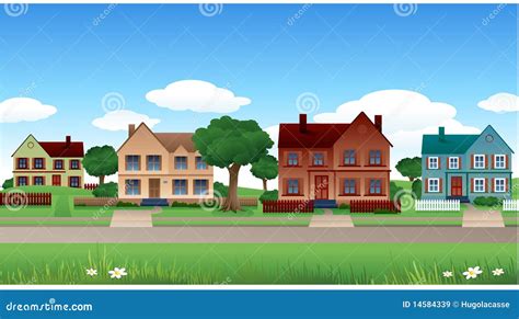 Suburb house background stock vector. Illustration of district - 14584339