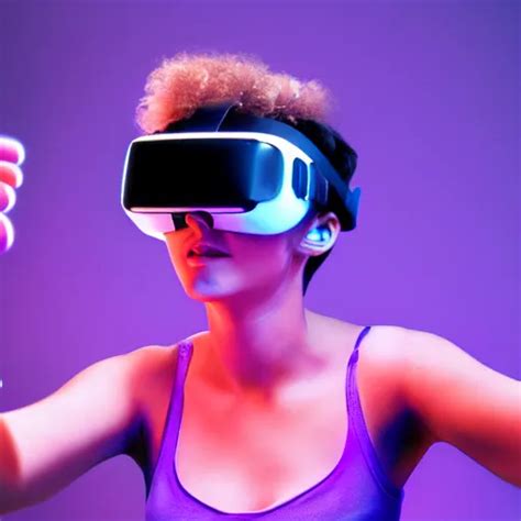 digital art of a woman playing with a vr headset in a | Stable ...