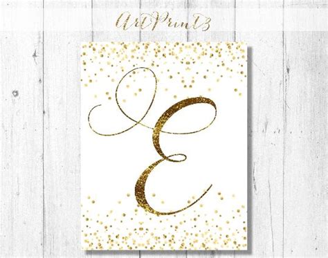 Nursery Gold Letter E Printable, Monogram Gold Wall Decor, Printable ...