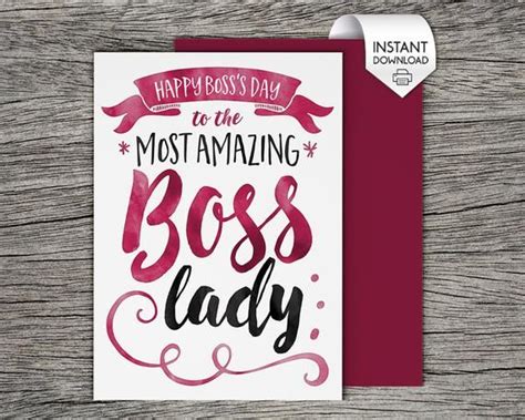 Boss's Day Card, Bosses Day Card - Printable Card - Boss Lady | Birthday card for boss, Boss ...