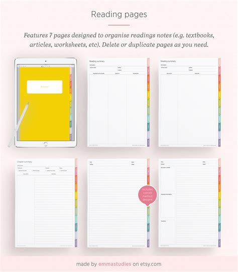 Digital Student Notebook Student Planner Organiser Subject | Etsy