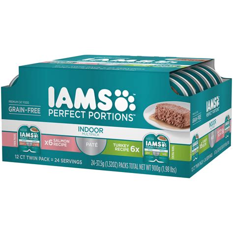 IAMS PERFECT PORTIONS Indoor Adult Grain Free* Wet Cat Food Paté Variety Pack, Salmon Recipe and ...