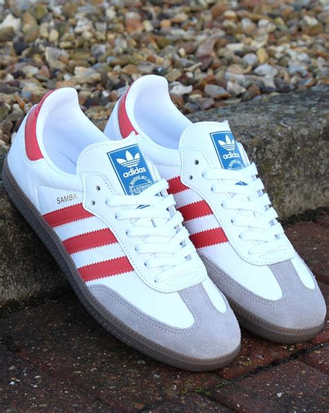 Adidas Samba Og Trainers White/Trace Scarlet - 80s Casual Classics