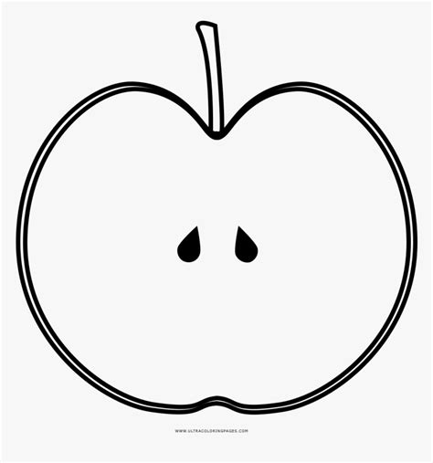 Apple Slice Coloring Page - Apple Slice Black And White, HD Png ...