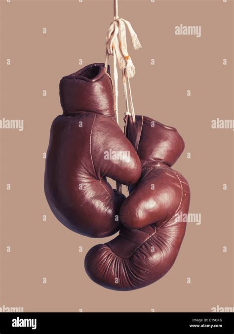 vintage boxing Gloves, hanging Stock Photo - Alamy