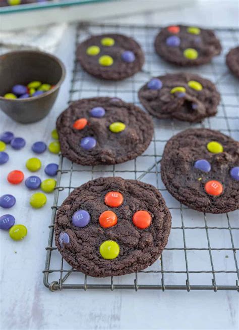 Dark Chocolate Halloween M&M Cookies — Bless this Mess