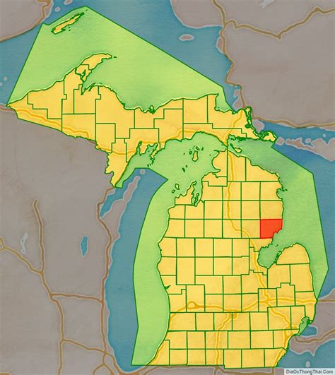 Map of Iosco County, Michigan - Thong Thai Real