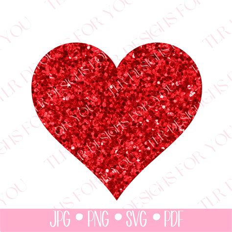 Red Glitter Heart Svg, Jpg, Jpeg, Png, Pdf, Valentine's Day Glitter Heart Digital Design Print ...