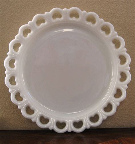 Vintage Milk Glass Plate with Lace Scalloped Edge Reserved