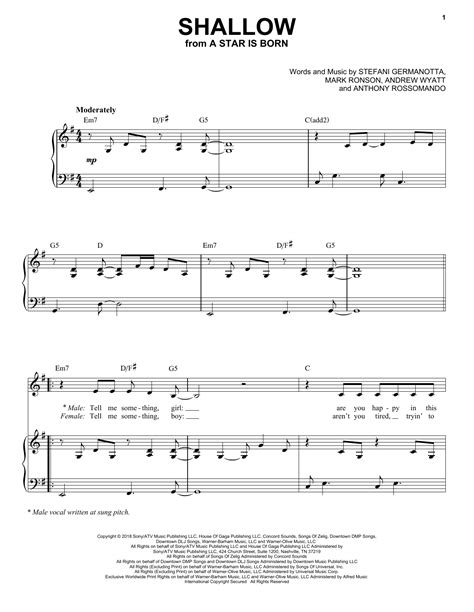 Lady Gaga & Bradley Cooper - Shallow (from A Star Is Born) sheet music