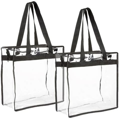 2-pack Transparent Bag - Clear Tote Bag With Zipper - Stadium Approved 11.75" X 11.5" X 5.75 ...