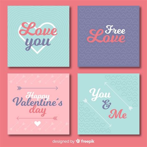 Free Vector | Valentine's day cards set