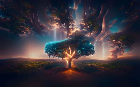 Download Tree Of Life With Glowing Light Wallpaper | Wallpapers.com