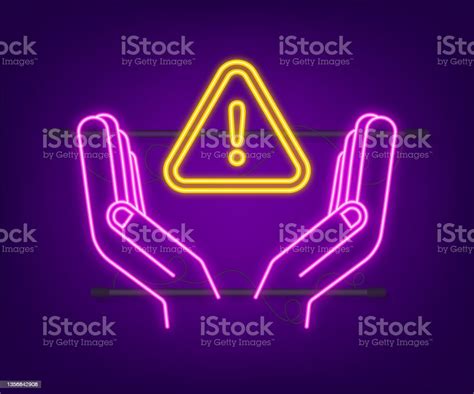 Neon Banner With Yellow Scam Alert Over Hands Attention Sign Cyber Security Icon Caution Warning ...