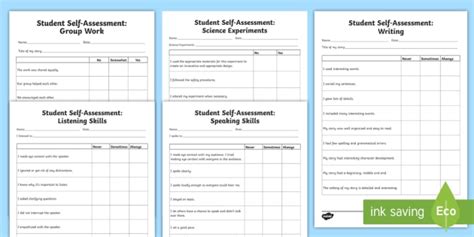 Student Self Assessment Templates | Teaching Resources