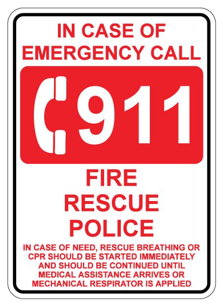 Buy our "In Case of Emergency Call 911" aluminum sign from Signs World Wide