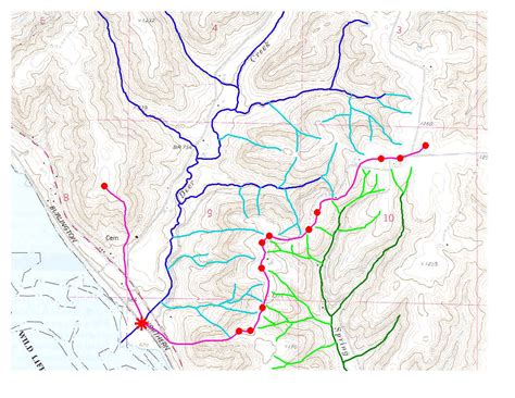 Draw the drainage divide.