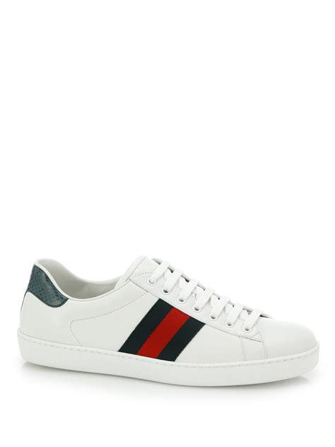 Gucci Croc-detail Leather Sneakers in White for Men | Lyst