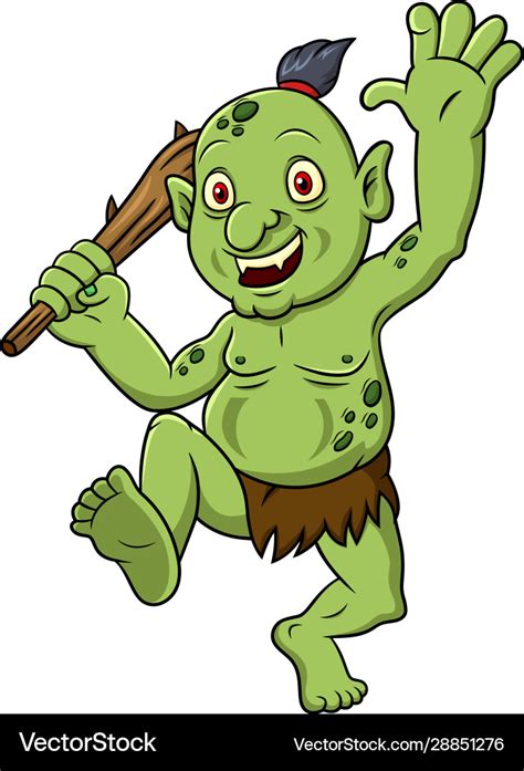 Cartoon troll holding a club Royalty Free Vector Image