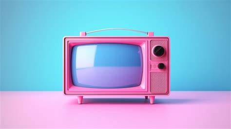 Premium AI Image | Illustration of a pink TV with a blue screen against a vibrant background