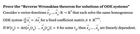 Solved n Prove the “Reverse Wronskian theorem for solutions | Chegg.com