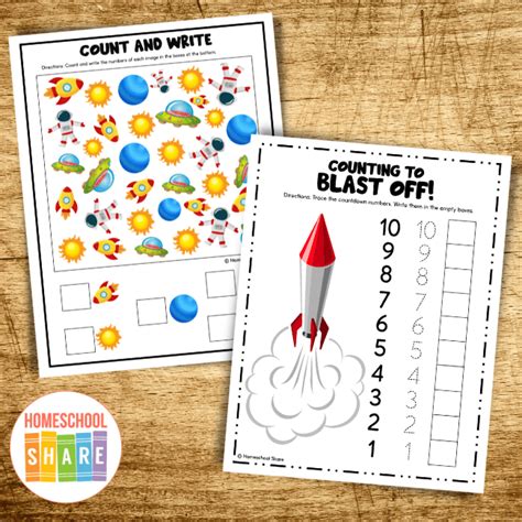 Space Themed Math Printables - Homeschool Share