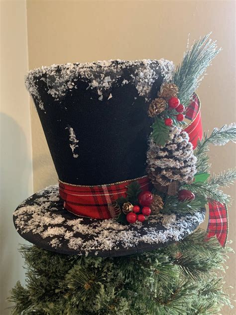 Black Christmas Snowman Top Hat Christmas Tree Topper Tree - Etsy