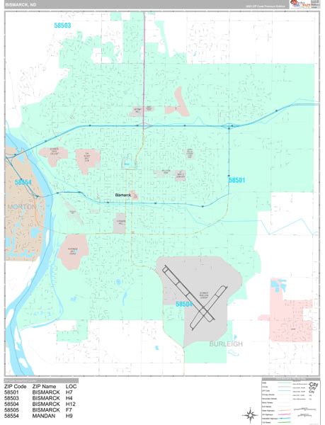 Bismarck North Dakota Wall Map (Premium Style) by MarketMAPS - MapSales