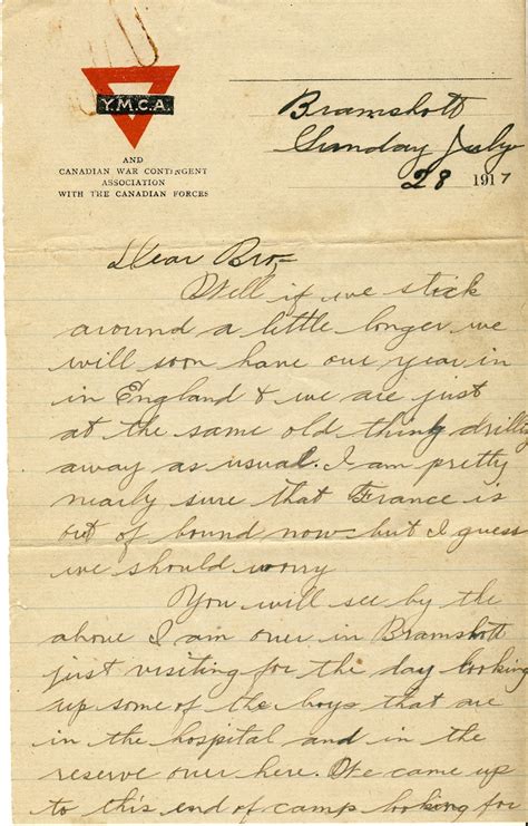 Letters From World War One: July 28, 1917 Bramshott Camp