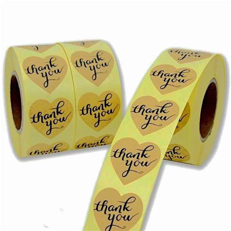 Thank You Stickers Heart Shape/ Heart Stickers Roll/ Packaging Labels Stickers Business/ Bakery ...