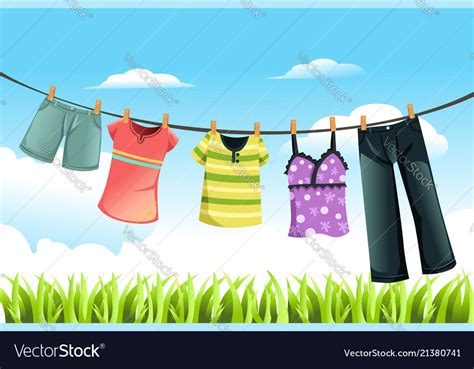 Drying clothes Royalty Free Vector Image - VectorStock