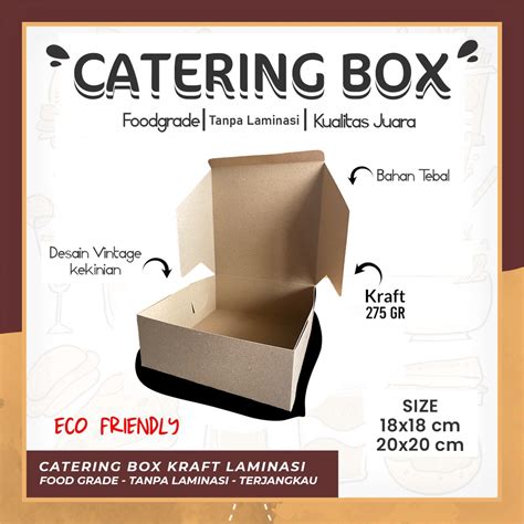 Jual Box Katering 18x18 Dus Roti Nasi Kotak Catering Paper Lunch Box Kraft Tanpa Laminasi Murah ...