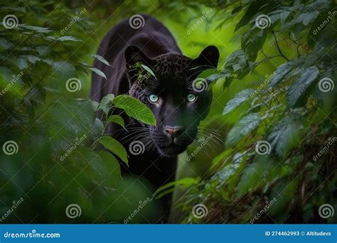 Panther Stalking Its Prey through Lush and Verdant Forest Stock Illustration - Illustration of ...