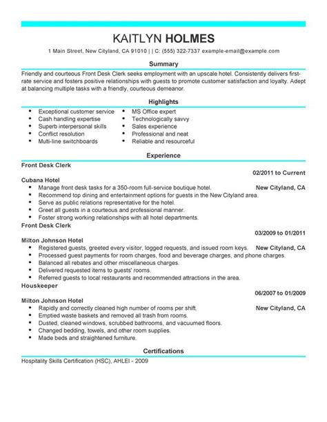 Front Desk Clerk Resume Examples {Created by Pros} | MyPerfectResume