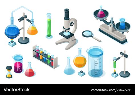 Set chemical medical laboratory lab equipment Vector Image