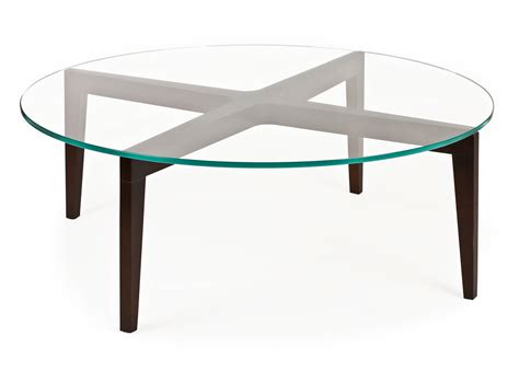 2024 Latest Genoa Round Wood Coffee Table with Glass Top